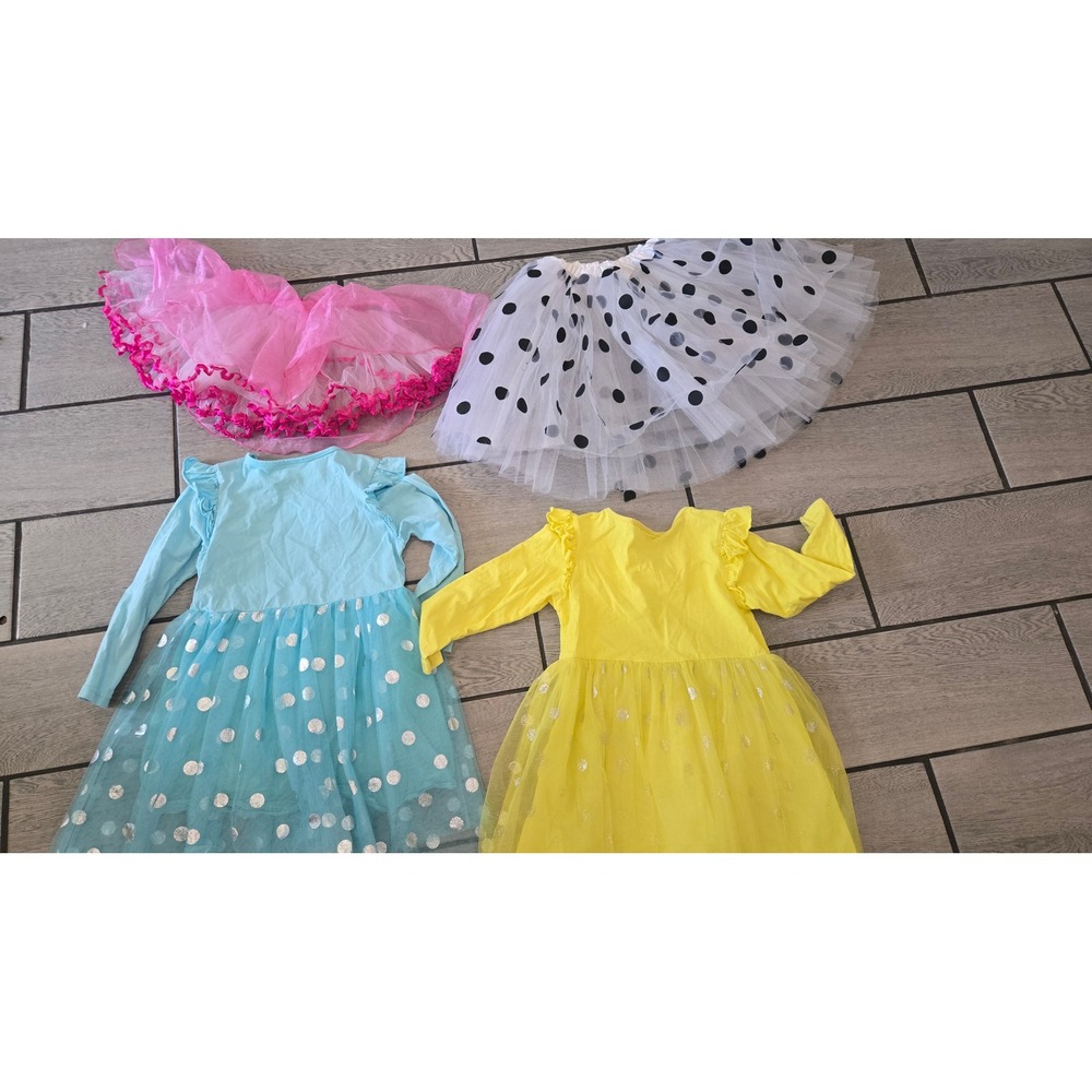 Girls Mermaid Tutu Dress and Skirt Bundle Set 4pc Blue Yellow Pink White 5T 5-6Y - Picture 6 of 6